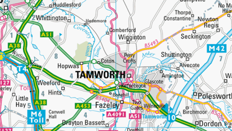 Road Map of Tamworth